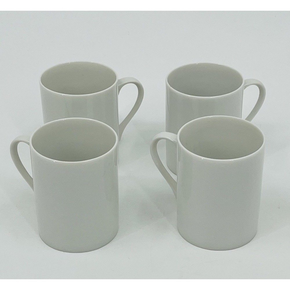 Vintage MCM Set 4 White Demitasse Espresso Cups Mugs Schmid Porcelain Japan
